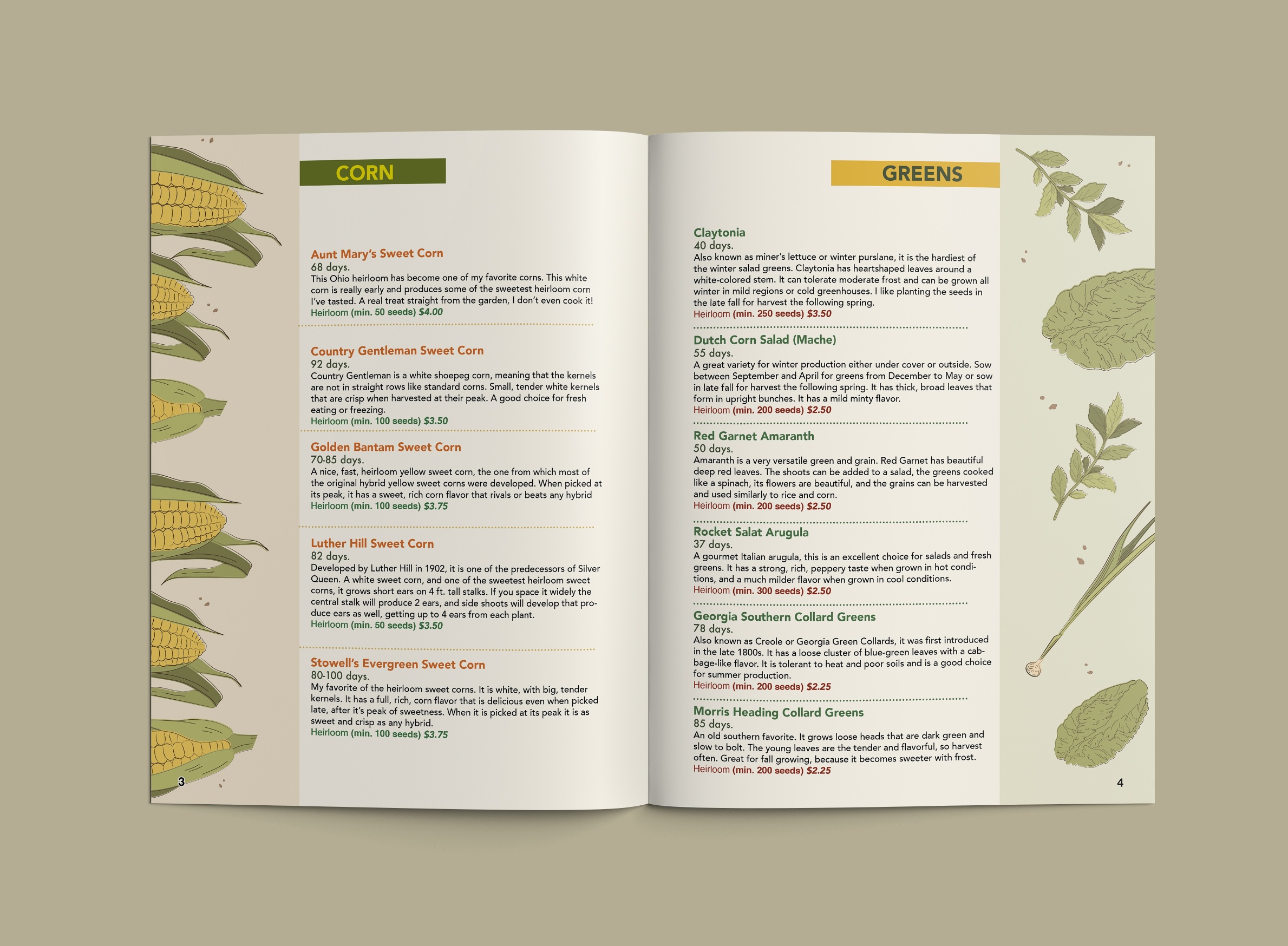 The inner page of a seed catalog.