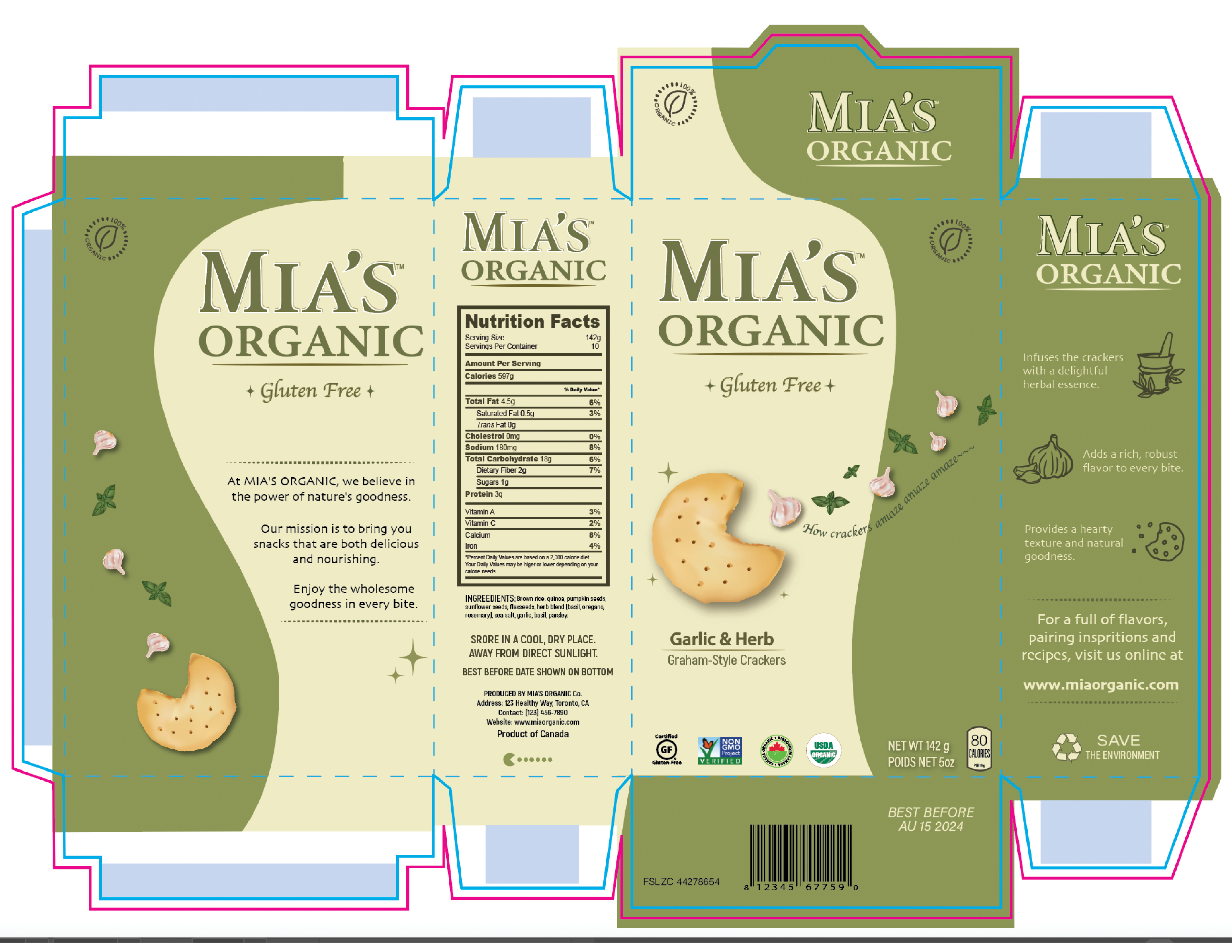 The graphic design of MIA'S ORGANIC.