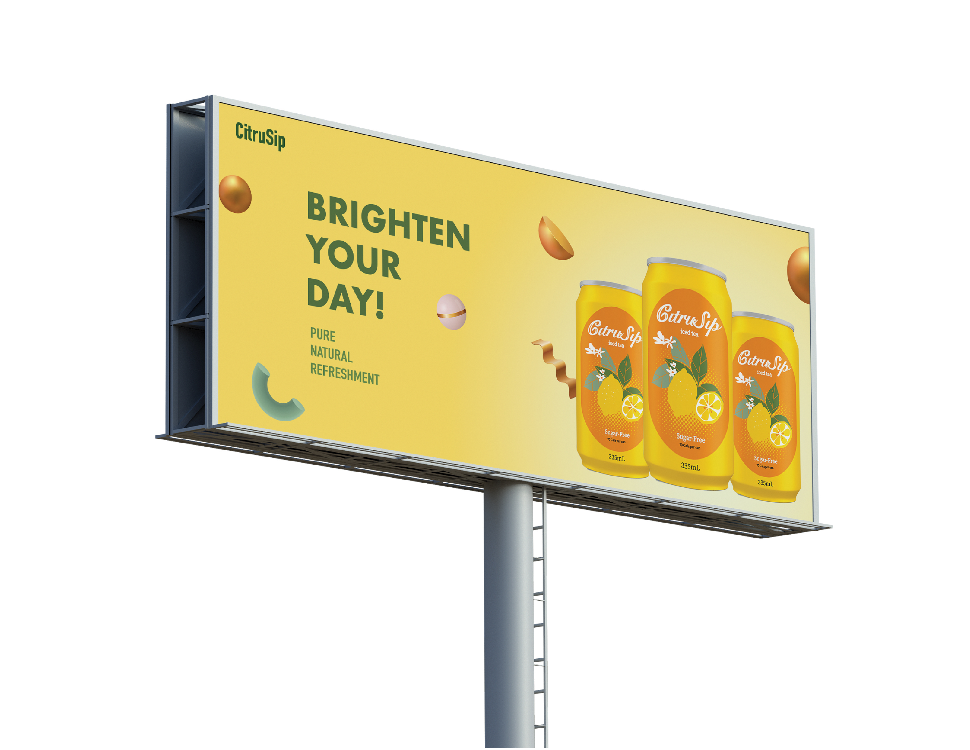 Billboard advertisement for lemon tea cans